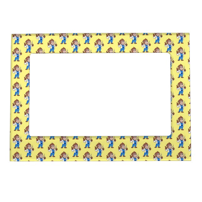 Funny orangutan ape cartoon doctor  magnetic frame (Front)