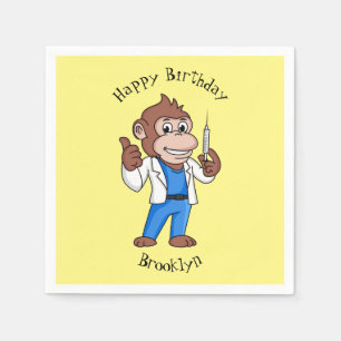 Funny orangutan ape cartoon doctor napkins