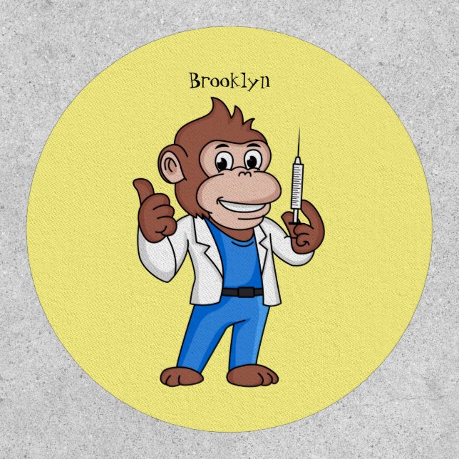 Funny orangutan ape cartoon doctor  patch (Front)