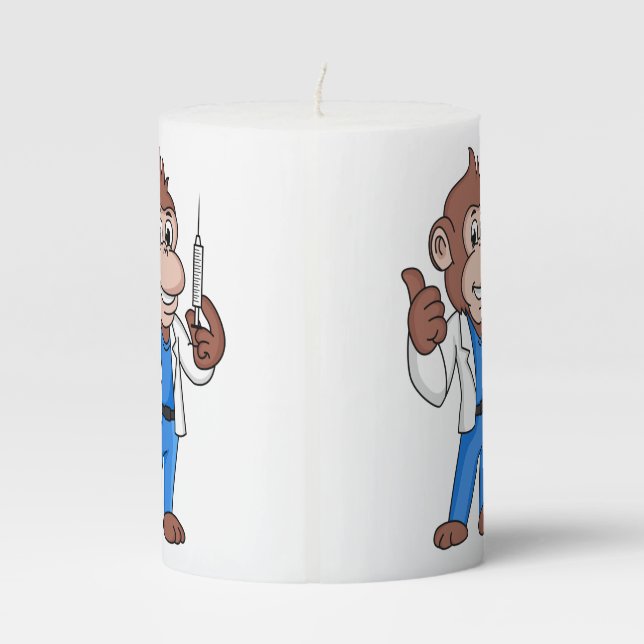 Funny orangutan ape cartoon doctor pillar candle (Back)