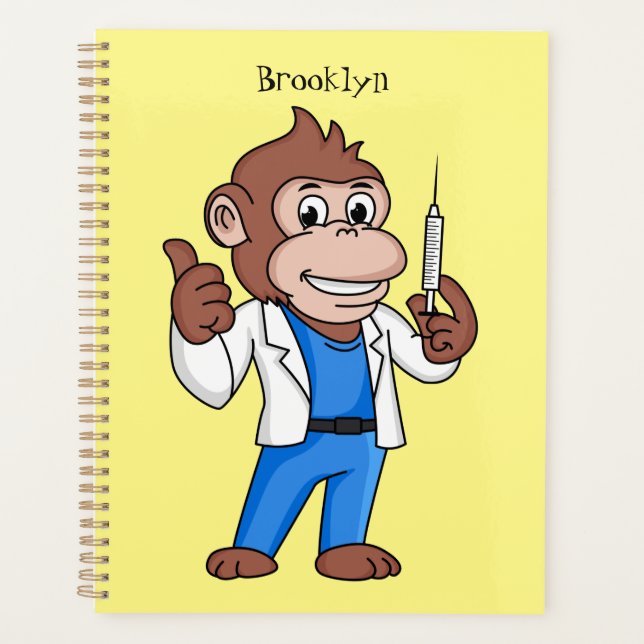 Funny orangutan ape cartoon doctor  planner (Front)