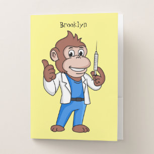 Funny orangutan ape cartoon doctor  pocket folder