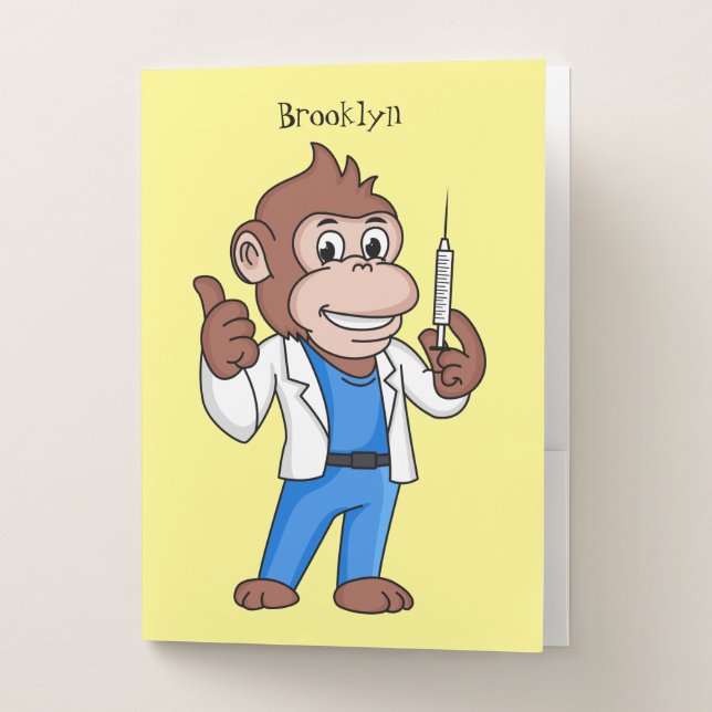 Funny orangutan ape cartoon doctor  pocket folder (Front)