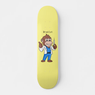 Funny orangutan ape cartoon doctor skateboard
