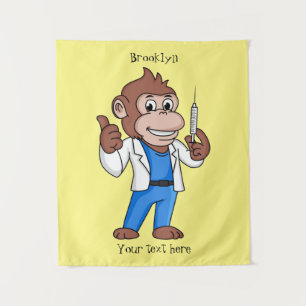 Funny orangutan ape cartoon doctor tapestry