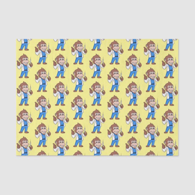 Funny orangutan ape cartoon doctor tissue paper (Front)