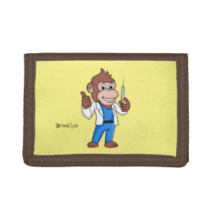 Funny orangutan ape cartoon doctor tri-fold wallet