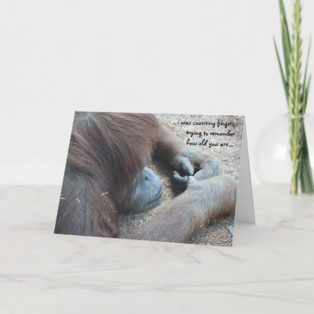 Funny Orangutan Birthday Card, Over the Hill Card | Zazzle