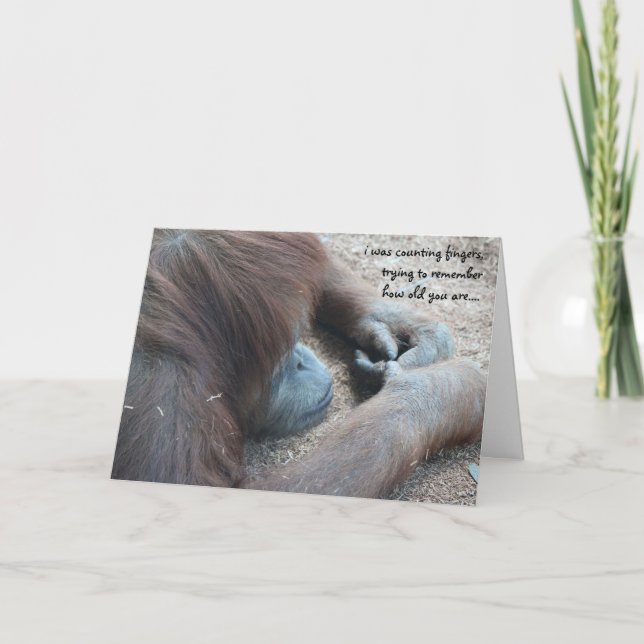 Funny Orangutan Birthday Card, Over the Hill Card (Front)