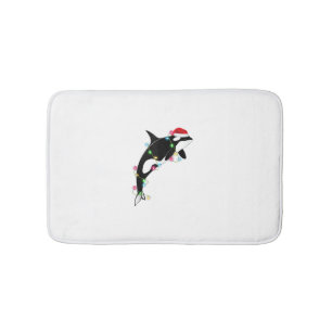 Funny Orca Killer Whale Santa Hat Christmas Sea An Bath Mat