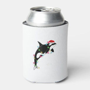 Funny Orca Killer Whale Santa Hat Christmas Sea An Can Cooler