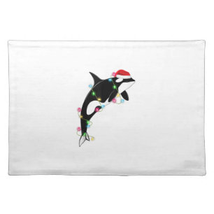 Funny Orca Killer Whale Santa Hat Christmas Sea An Cloth Placemat