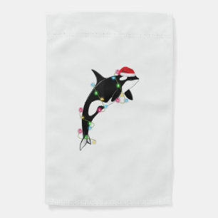 Funny Orca Killer Whale Santa Hat Christmas Sea An Garden Flag