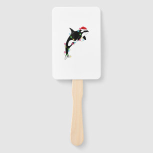 Funny Orca Killer Whale Santa Hat Christmas Sea An Hand Fan