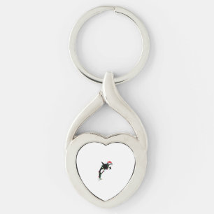 Funny Orca Killer Whale Santa Hat Christmas Sea An Keychain