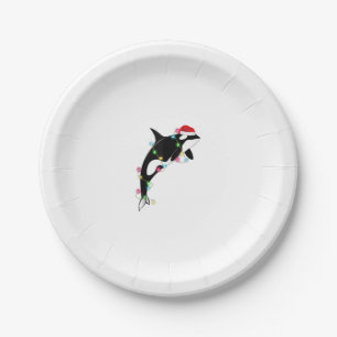 Funny Orca Killer Whale Santa Hat Christmas Sea An Paper Plates