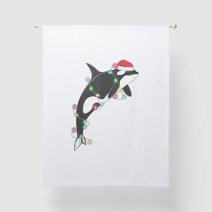 Funny Orca Killer Whale Santa Hat Christmas Sea An Sheer Curtains