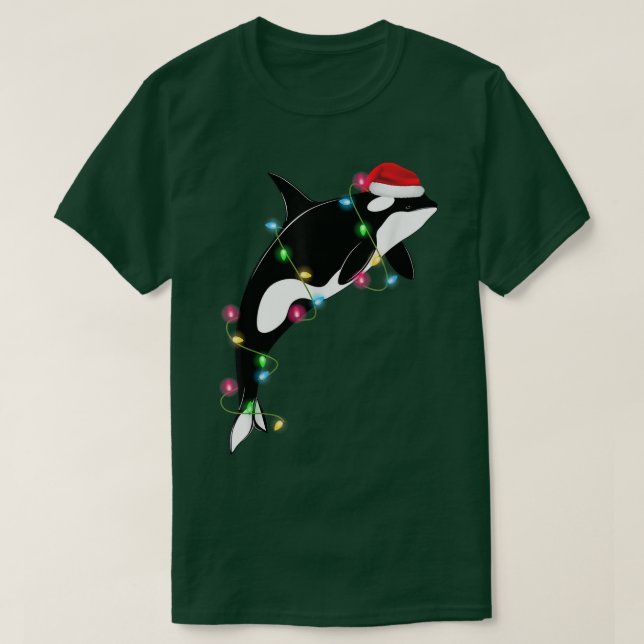 Funny Orca Killer Whale Santa Hat Christmas Sea An T-Shirt (Design Front)