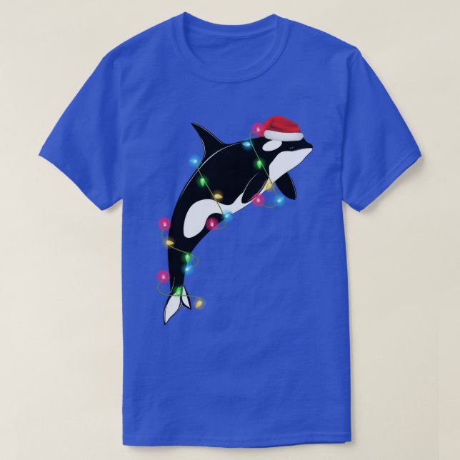 Funny Orca Killer Whale Santa Hat Christmas Sea An T-Shirt (Design Front)