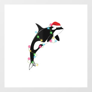 Funny Orca Killer Whale Santa Hat Christmas Sea An Wall Decal