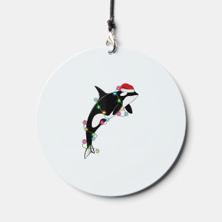 Funny Orca Killer Whale Santa Hat Christmas Sea An Wind Chime