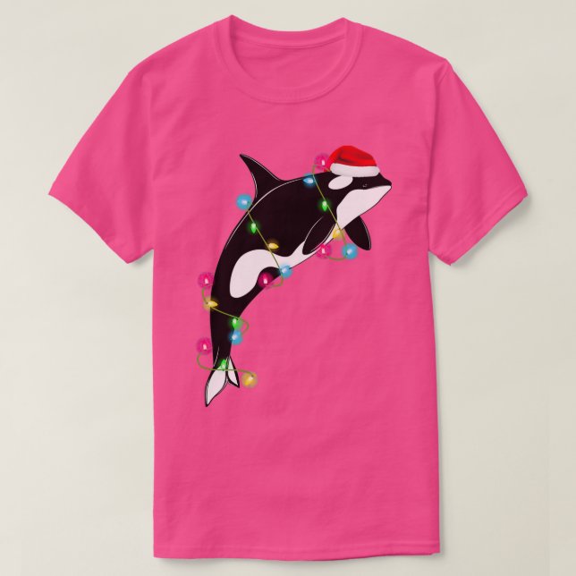 Funny Orca Killer Whale Santa Hat T-Shirt (Design Front)