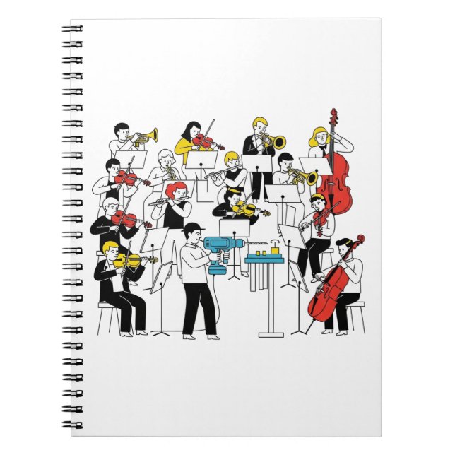 Funny Orchestra Illustration – Drill Player Notebook (Front)