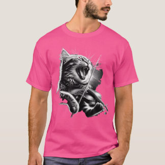 Funny Orchestra Musician Violinist Rock Cat Playin T-Shirt