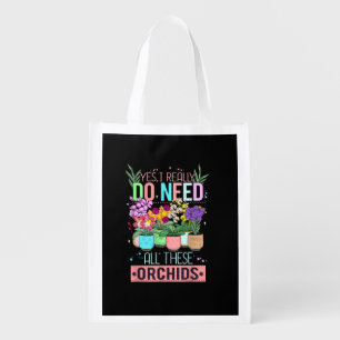 Funny Orchid Plant Lover Grocery Bag