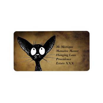 Funny Oriental Black Cat Labels by StrangeStore at Zazzle