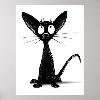 Funny Oriental Black Cat Poster