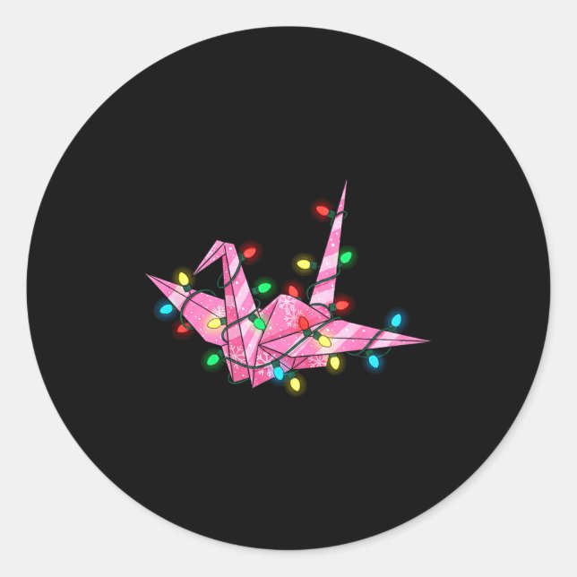 Funny Origami Christmas Graphics Lights Lover  Classic Round Sticker (Front)