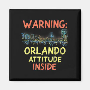 Funny Orlando Florida Night Skyline Vintage Magnet