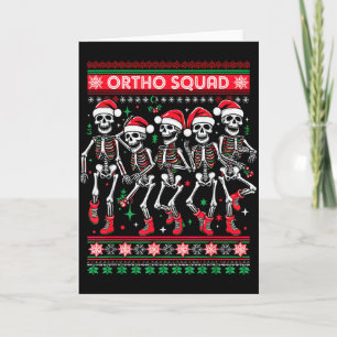 Funny Ortho Squad Christmas Three Santa Skeletons Card