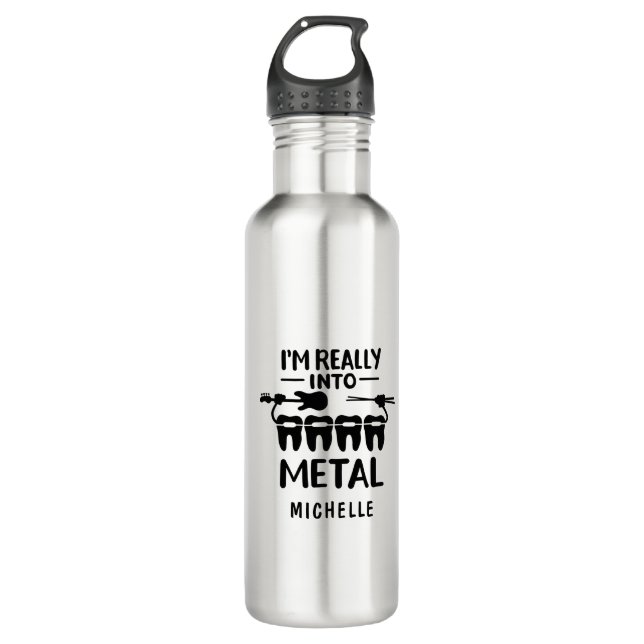 Funny Orthodontist Personalized Professional Name Stainless Steel Water Bottle (Front)