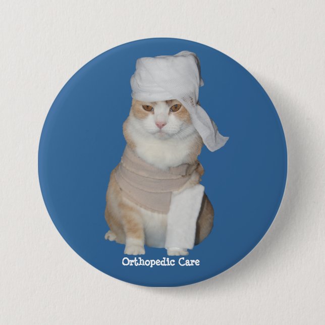 Funny Orthopedic Cat Button (Front)