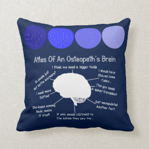 Funny Osteopath's Brain Pillow Blue