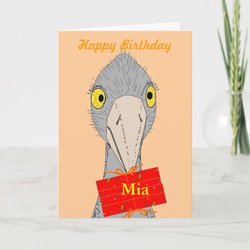 Funny Ostrich add name Birthday Card