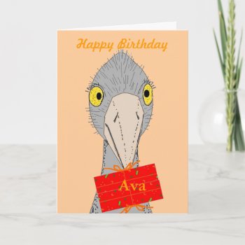 Funny Ostrich  Add Name  Birthday Card by artistjandavies at Zazzle