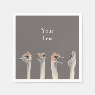 Funny Ostrich Bird Custom Paper Napkins