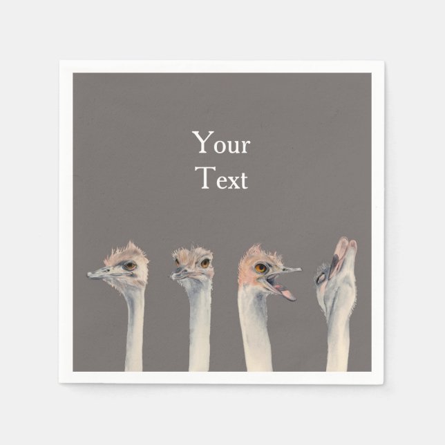 Funny Ostrich Bird Custom Paper Napkins (Front)