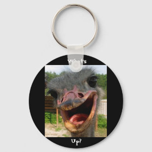 Funny Ostrich Bird Photo What's Up Keychain
