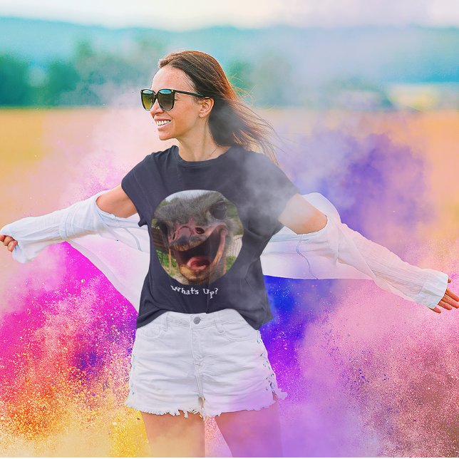 Funny Ostrich Bird Photo What's Up Women's Dark T-Shirt (Funny Ostrich Bird Photo What's Up Women's Dark T-Shirt)