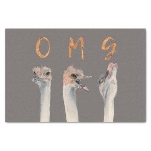 Funny Ostrich Bird Watercolor Illustration | OMG Tissue Paper