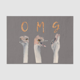 Funny Ostrich Bird Watercolor Illustration OMG Tissue Paper