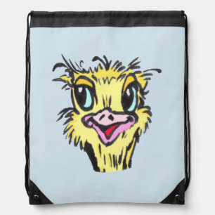 Funny Ostrich Cartoon Drawstring Backpack