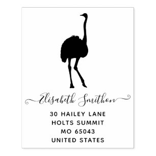 Funny Ostrich Cute Bird Animal Personal Stationery Rubber Stamp