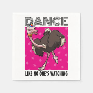Funny Ostrich Dance Like No One's Watching Cartoon Napkins