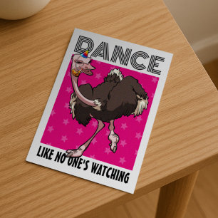 Funny Ostrich Dance Like No One's Watching Cartoon Postcard