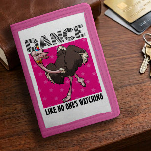 Funny Ostrich Dancing Party Animal Art Gift Tri-fold Wallet